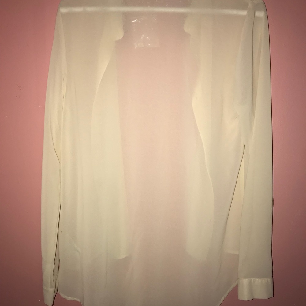 Sheer button down with gold collar